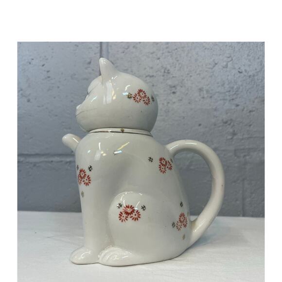 Vintage Lucky Cat Maneki Neko Small Tea Pot Milk Jug Creamer Hand Painted Kitty - Picture 4 of 11